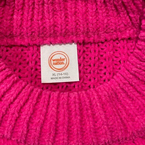 Girl's WN CHENILLE CABLE SW, Wonder nation, XL (14-16), Magenta, NWOT - Picture 5 of 5